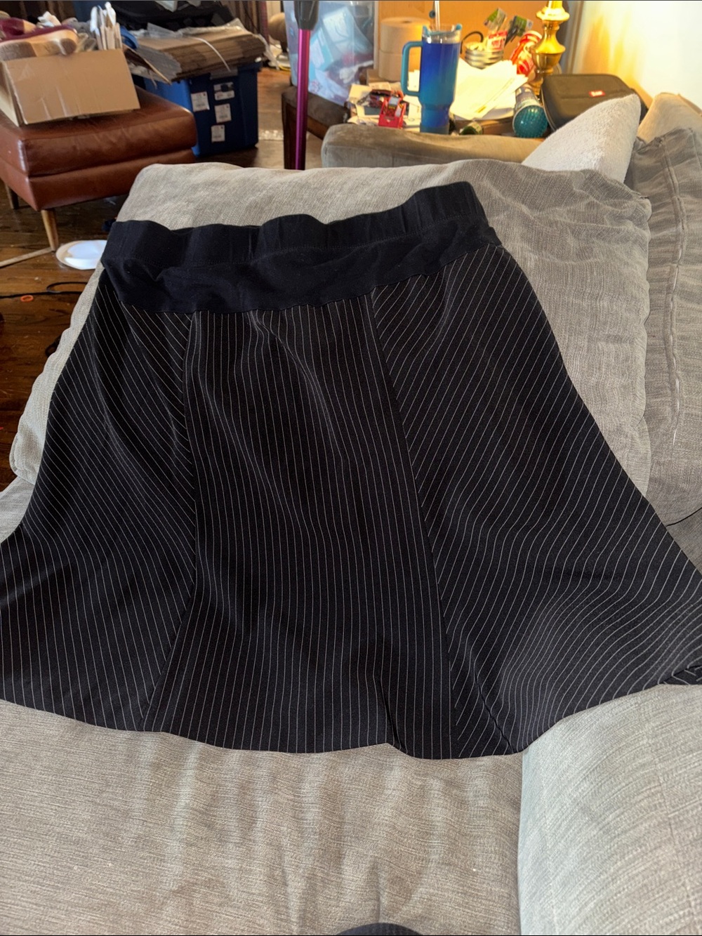 Black Pinstripe A-Line Women's Skirt Motherhood Maternity Size XL